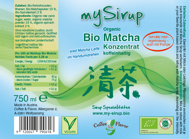 Matcha Sirup Etikett