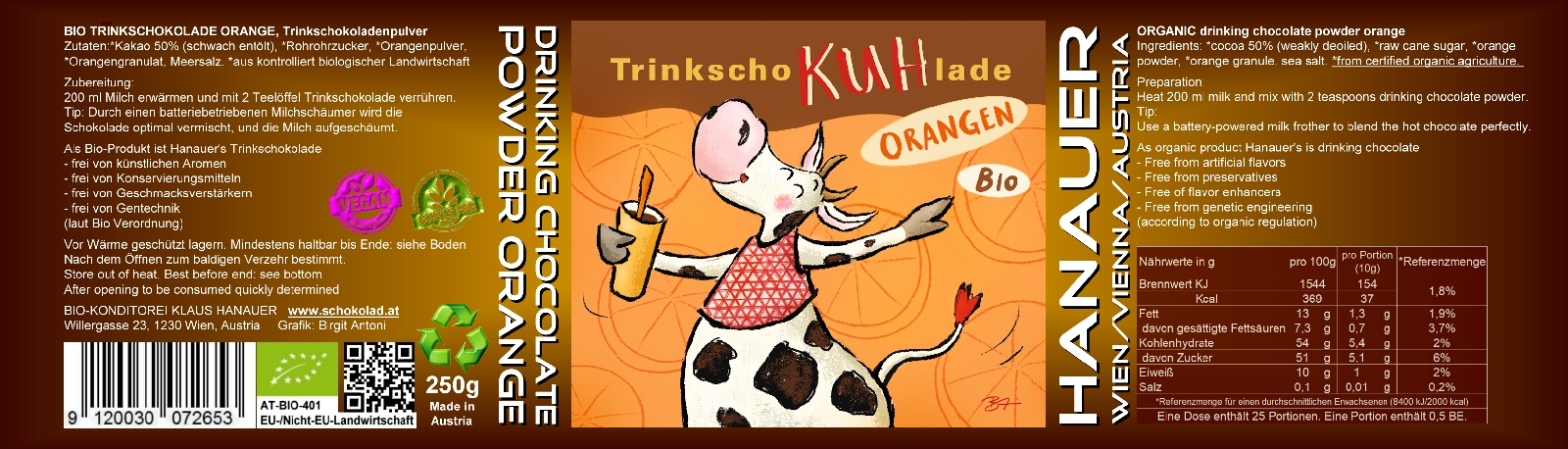Bio Trink SchoKUHlade Orange Etikett