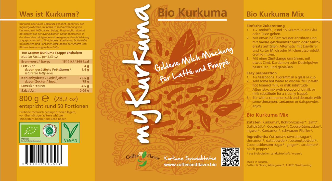 Kurkuma-Etikett-Vegan