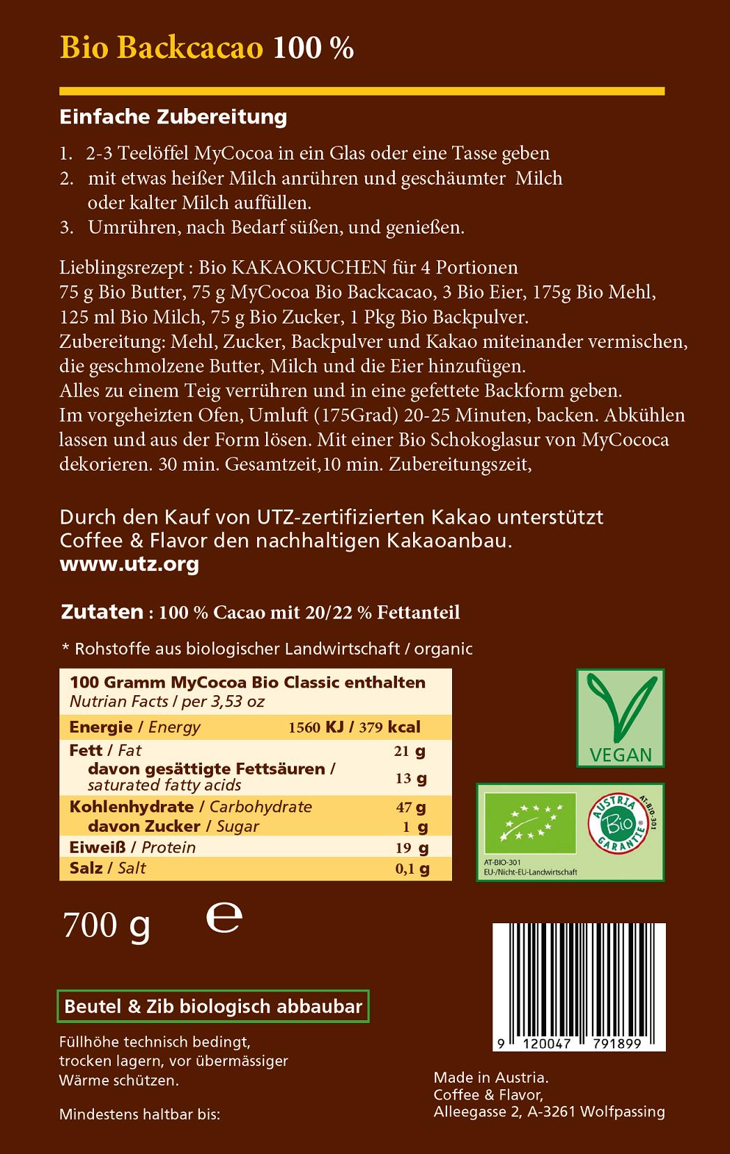 Bio-Backcacao Rückseite