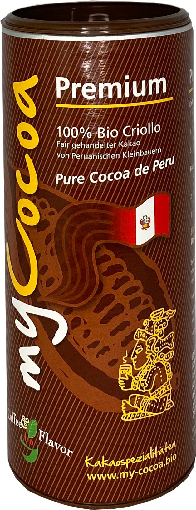 Bio MyCocoa 100 Prozent reiner Criollo aus Peru , Rohkostqualität