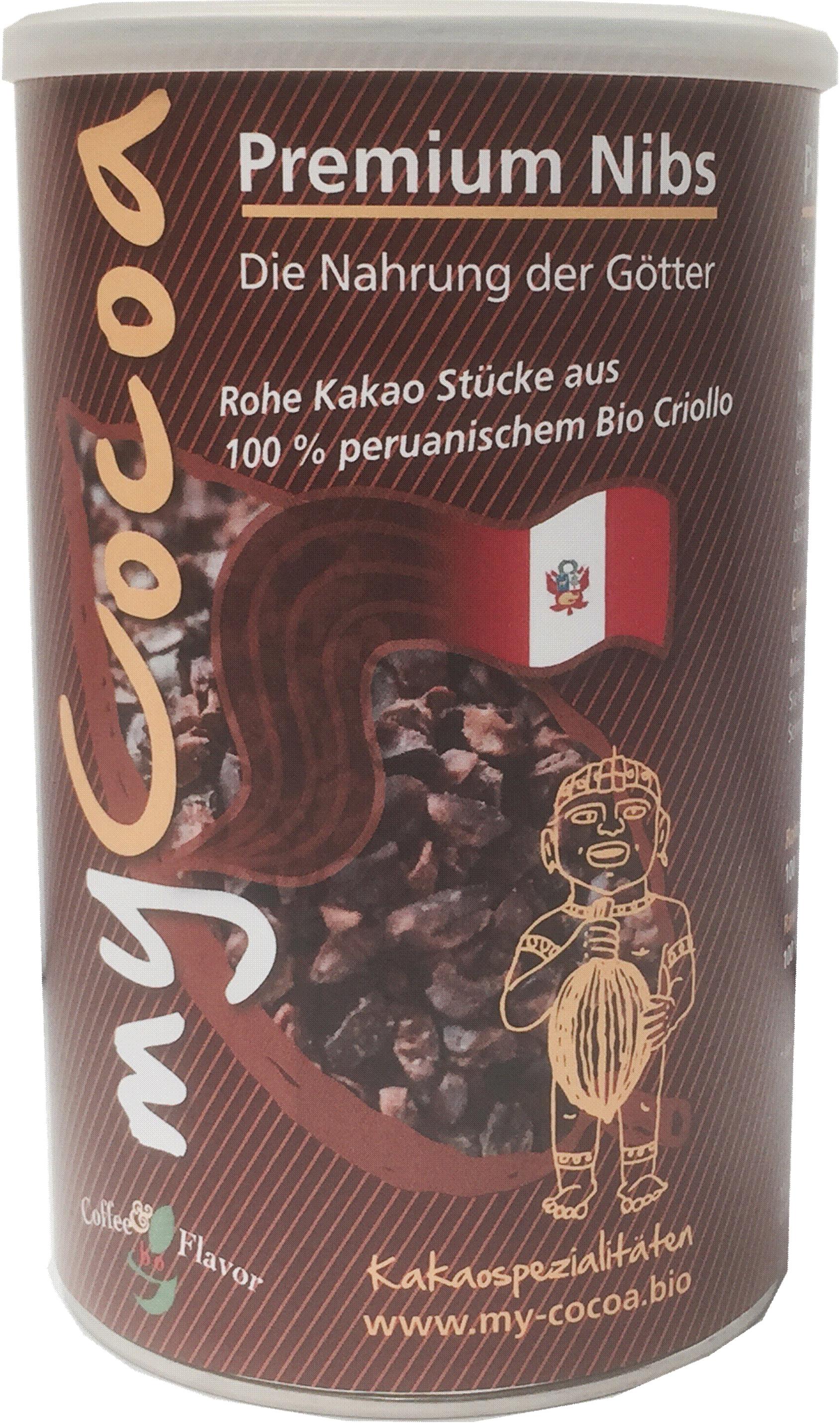 Bio MyCocoa 100 Prozent reine Criollo NIBS aus Peru , Rohkostqualität