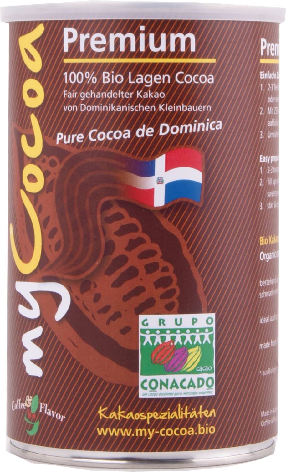 Bio MyCocoa 100 Prozent reiner Lagencacao aus der Dom. Rep